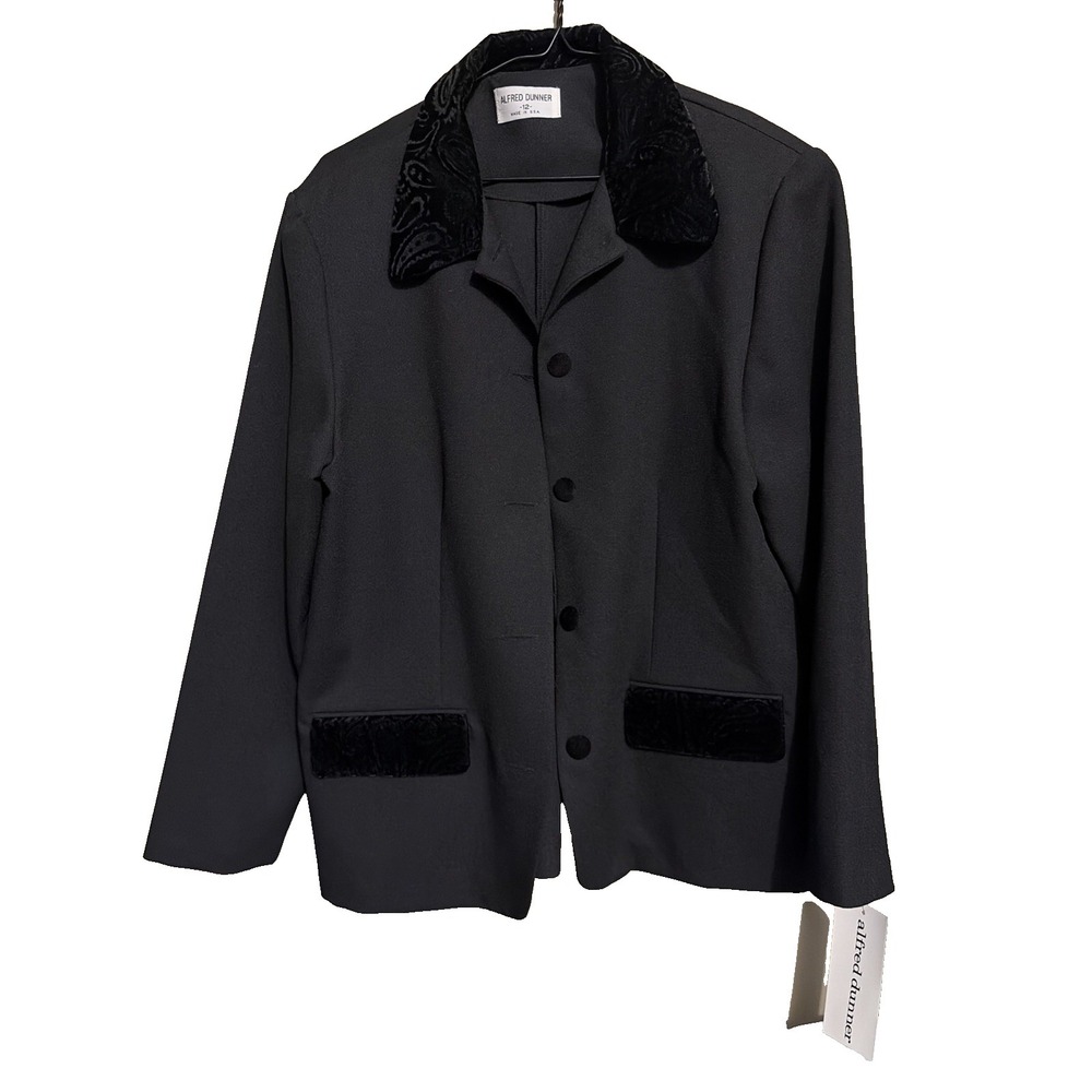 NWT VTG Alfred Dunner Women's Size 12 Blazer Jacket Black Contrast Collar USA - Picture 3 of 16